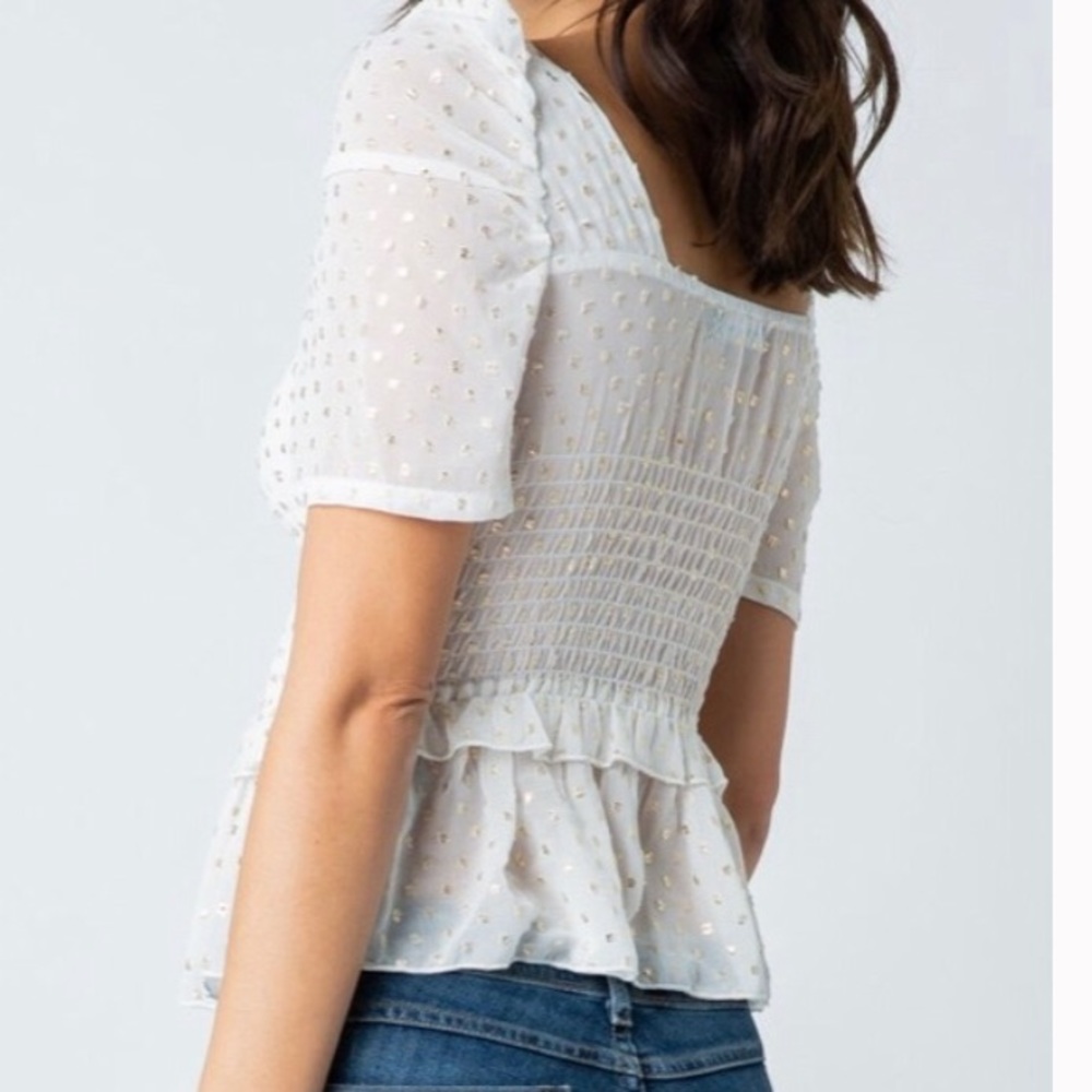 Alpha & Omega Smocked Blouse - Picture 4 of 7